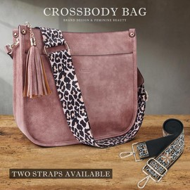 4053 Women's Elegant Crossbody Bag For Women Leather Hobo Handbag Wallet Set With 2count Adjustable Guitar Leopard Strap hkclufbag crossbody purses 2025:_pink