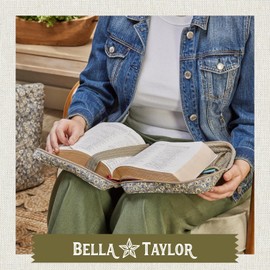 Bella Taylor Quilted Bible Cover for Women - Large Study Bible Case - Khaki Floral