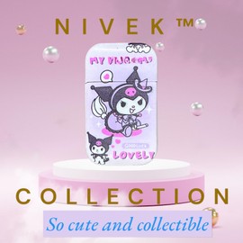 NIVEK Kulomi Lighter Kitty KT Torch Lighter Pink Flame Pocket Refillable Kawaii Cute Windproof Flame (Cat, Rabbit, Melody, Duffy) (A21-Witch)