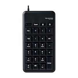 ELECOM Wired Membrane Tenkey M-size with USB Port, Hotkeys, High Durability, Black TK-TCM015BK