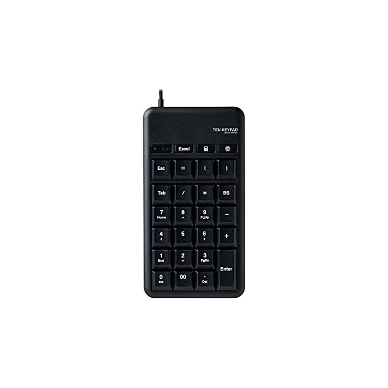 ELECOM Wired Membrane Tenkey M-size with USB Port, Hotkeys, High
