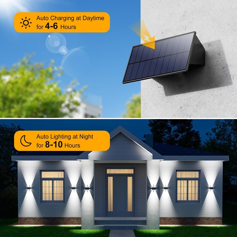 8 Pack Solar Powered Fence Lights Outdoor Up and Down