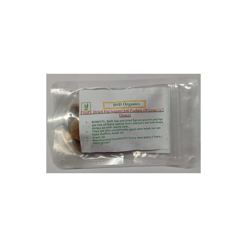 BSD Organics FoodY Dried Fig/Anjeer/Atti Pazham (50 Gram / 1.7