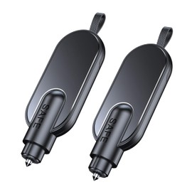 Amooca Emergency Escape Tool 2-Pack Window Breaker & Seatbelt Cutter 2-in-1 Portable Car Safety Hammer for Home & Vehicle Glass Break Black