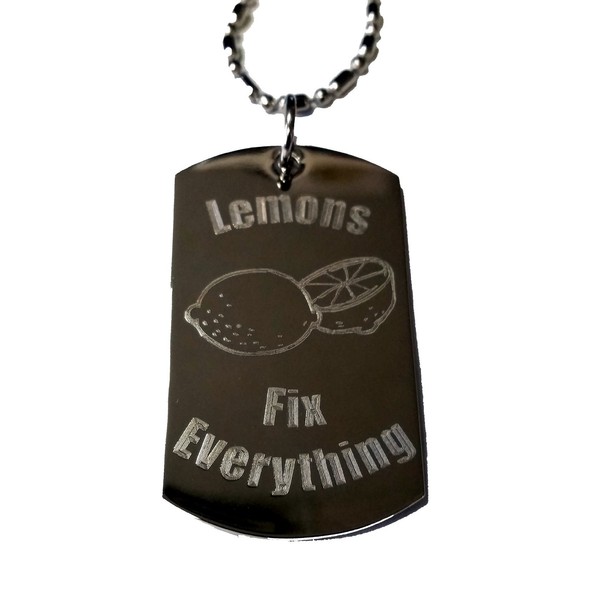Hat Shark Lemons Fix Everything - Luggage Metal Chain Necklace Military Dog Tag