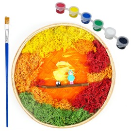 Woohome Zen Garden Kit for Desk, Moss Painting DIY, Micro Landscape DIY Painting with Round Bamboo Painting Frame, Moss, Garden Kit for Home Decor, Photo Frame Decoration, Fairy World