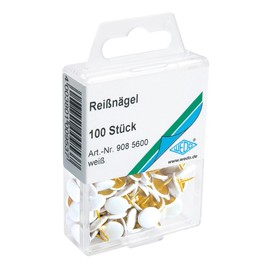 WEDO Wedo 9085600 Reißnägel (Kopfdurchmesser 10 mm, undurchdrückbar überkapselt) 100 Stück, weiß