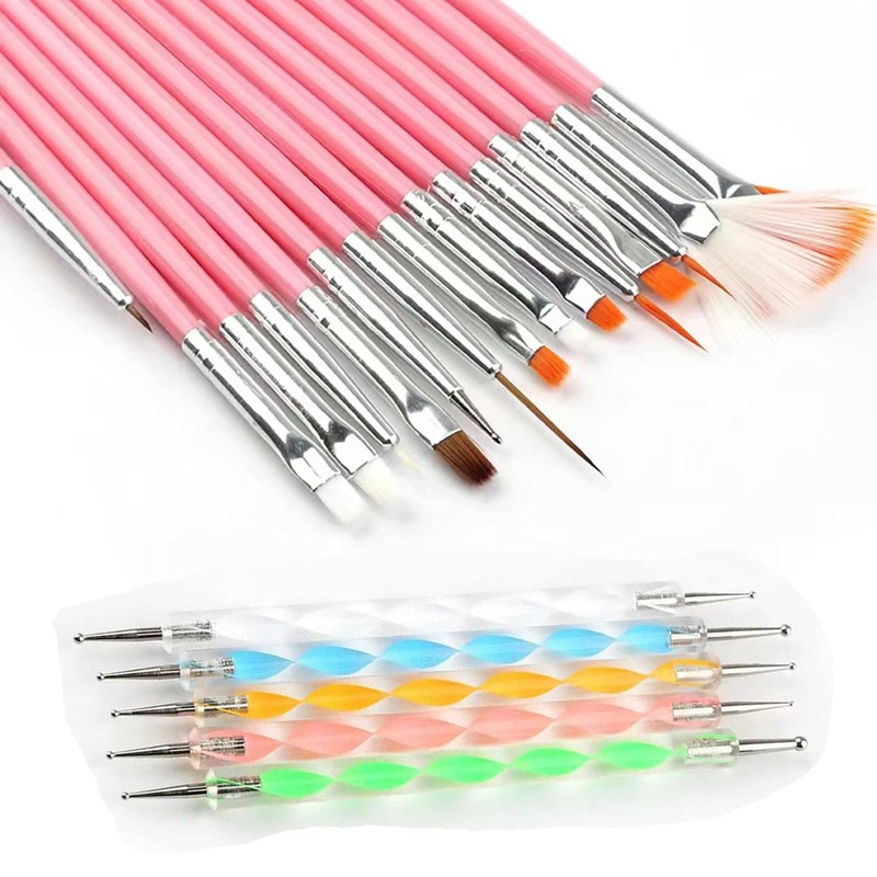 20pc Nail Art Painting Brush Pen Tools Kit UV Gel