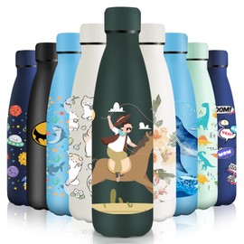 HoneyHolly Stainless Steel Water Bottle, 500 ml, BPA-Free, Thermos Flask, 18/8 Stainless Steel, Children's Water Bottle, Double-Walled Vacuum Insulated, Thermos Flask for School, Outdoor, Camping,