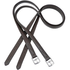 Jeereal Stability English Stirrup Leathers with Strong Nylon Core for Equestrian Riding (Dark Coffee, 58" / 145cm)