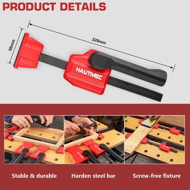HAUTMEC 3/4" Bench Dog Clamp, Quick-Release Hold Down Clamps for
