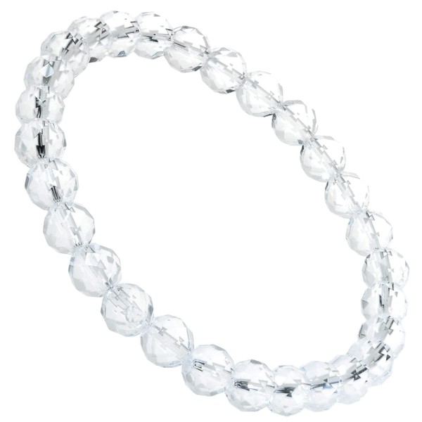 Shinjuku Gin no Kura Crystal Bracelet, Cut, 0.2 inches (6 mm), 6.5 - 6.9 inches (16.5 - 17.5 cm), Size S - L, Natural Crystal, Birthstone, April, Crystal Quartz, Natural Stone, Power Stone, Rubber Stone, Approx. 6.7 inches (17 cm) / Women's M