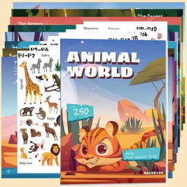 Sticker Books Educational Activity Quiet Stickers Book for Children Toddlers Boys Girls Animal