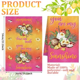 Tudomro 6 Pcs Hello Summer Kitchen Towels Dish Towels Gnome Fruit Hand Towel Summer Colorful Fruit Tea Towels Set Absorbent Soft Kitchen Fingertip Towels for Bathroom Holiday Decor, 14 x 21 Inch