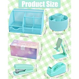 Organizadores y accesorios de escritorio verdes con organizador de escritorio de malla y soporte para bolgrafo giratorio de 360 y un montn de...      