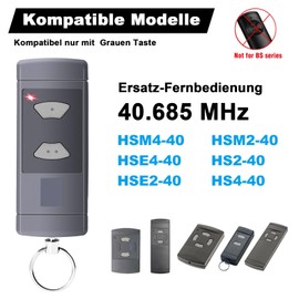 Handheld Transmitter Compatible with Hörmann, 40.685 MHz Replacement Garage Door Opener for Hörmann HSM2-40, HSM4-40, HSE2-40, HSE4-40, HS2-40, HS4-40, 2 Channel, Pack of 3
