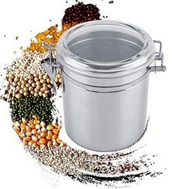 Food Storage Jar, Stainless Steel Coffee Container Airtight Sealed Food Storage Canister with Hinged Lid for Sugar Candy Tea Bean Spices Nuts Cereal or Snacks(1400ml)