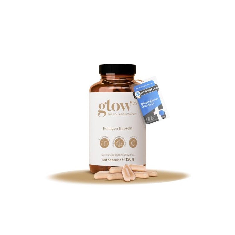 Glow25 Collagen Capsules High Dose [180 Capsules] with Hyaluronic Acid
