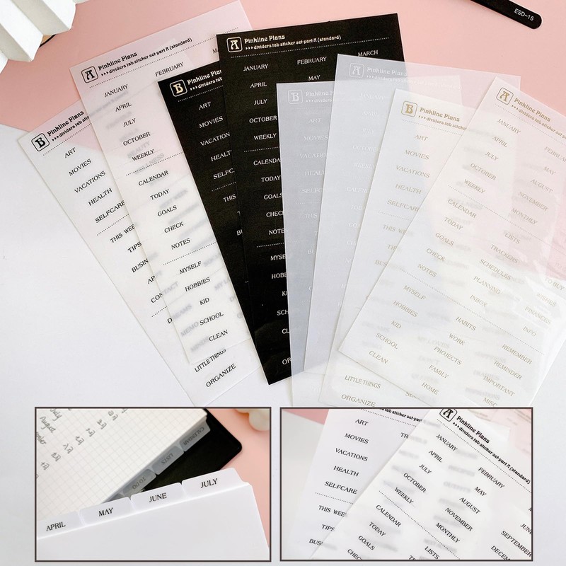 DY.2ten Black Folder Dividers A5 6 Holes 7 Sheets Plastic