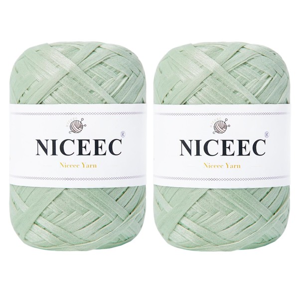 NICEEC 2 Skeins Soft Tape Yarn for Crocheting Craft Paper