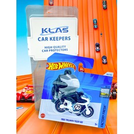 Hot Wheels 1966 Triumph Tiger 100 (White & Black) 10/10 Factory Fresh - 2024-190/250 (Short Card) - COMES IN A GENUINE KLAS CAR KEEPER PROTECTOR CASE - HRY62