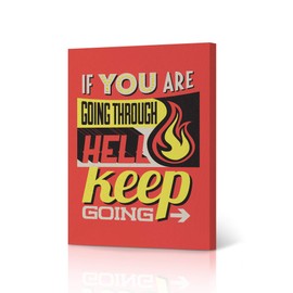 HB Art Design If You are Going Through Hell Keep Going Quote Red Pop Art Canvas Print Motivational Wall Art Success Entrepreneur Quote Living Room Office Decor Inspirational Gift 40x30