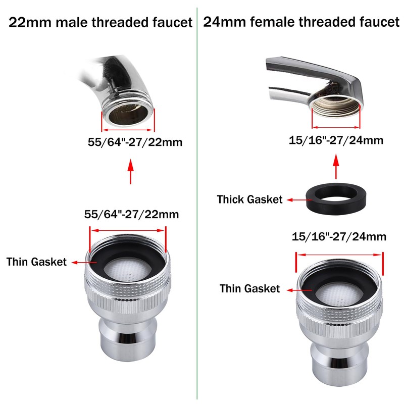 Dishwasher Faucet Adapter with Aerator, Faucet Adapter for Portable Washer,