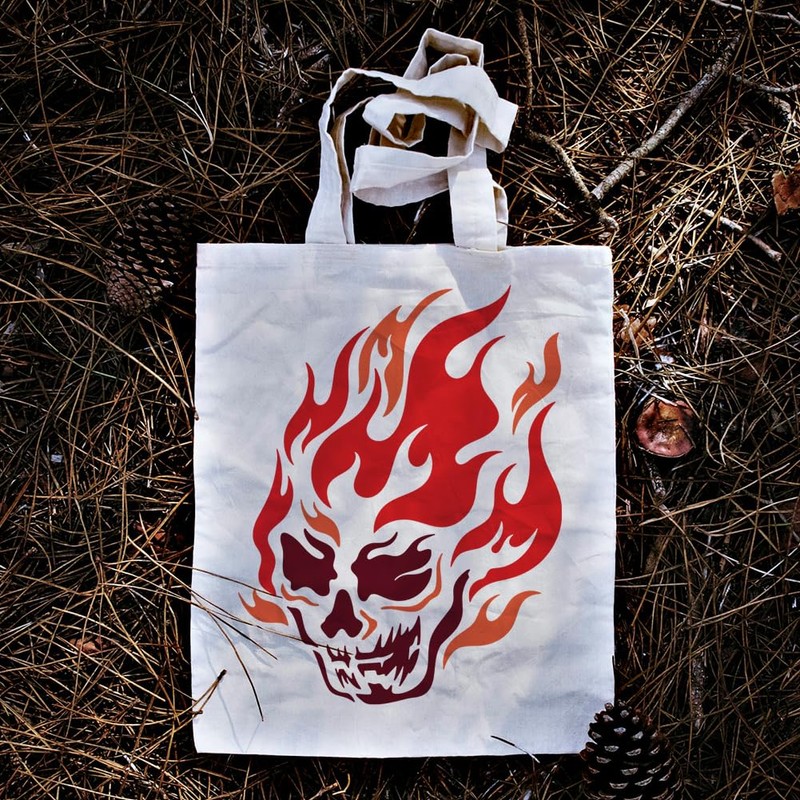 Doodlream Flame Skull Painting Stencil 29.7 x 21cm Drawing DIY