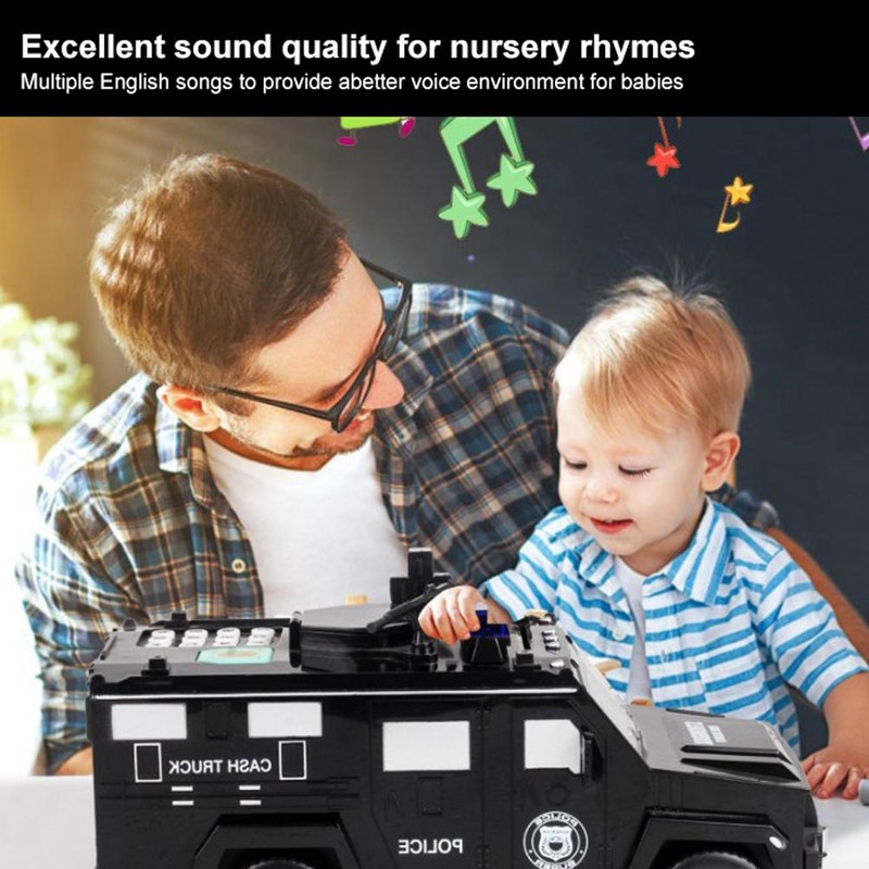 Kids Piggy Bank Music Light Simulating Armored Car Coin Bank
