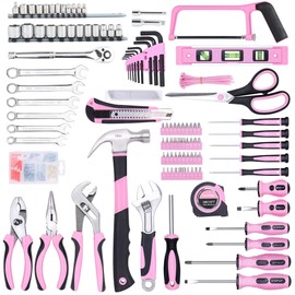 FASTPRO 267-Piece Pink Tool Set, Home Repairing Tool Kit with 13-Inch Wide Mouth Open Bag, Mechanics Hand Tool Kit for DIY, Home Maintenance