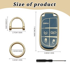 RBOKO for Jeep Key Fob Cover Keychain Soft Full Protection Key Case Shell, Car Accessories for Man,Girls, Women, Compatible with Jeep Smart Key 3 4 5 Buttons Protector(Blue)