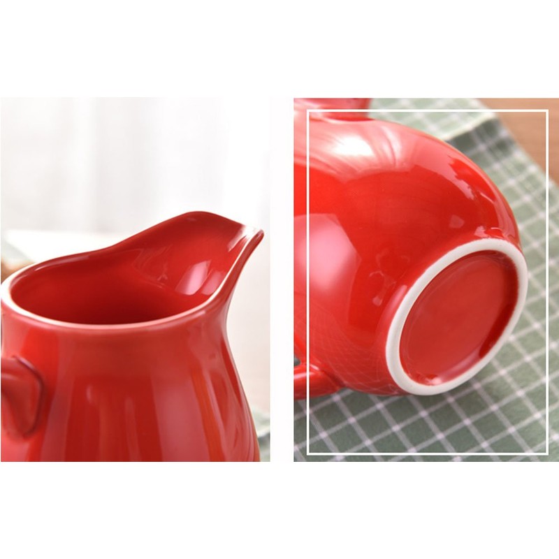 Ceramic Colorful Creamer and Sugar Set with Lid Spoon, Coffee