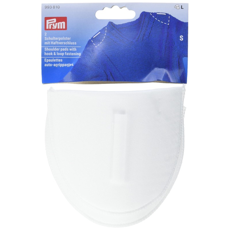 Prym weiß 993810 Schulterpolster Halbmond Haftverschluß PA S, Polyester, S