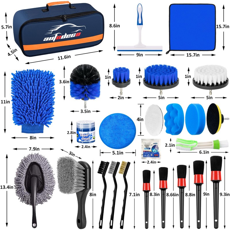 AUTODECO 31Pcs Car Detailing Brush Set, Car Detailing Kit, Auto