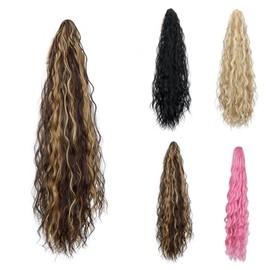 SutouriiByuutii 36 Inch Brown Long Synthetic Ponytail Hair Extension with Claw Clip - Soft & Natural Straight Ponytail Hairpiece for Women (Brown Mix)