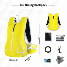ONT Outdoor Unisex 14L Ultralight Bicycle Travel Hiking Sports Backpack Waterproof Travel Backpack for Running Skiing Camping Trekking Mountaineering Cycling Shoulder Bags, yellow