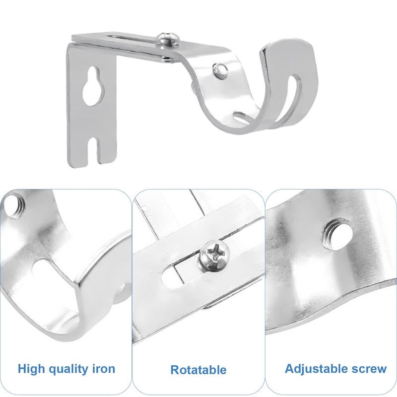 4 Pcs Curtain Pole Brackets Heavy Duty Adjustable for 25mm