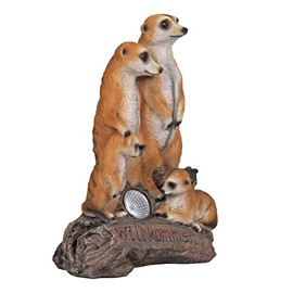 colourliving® Decorative Meerkat Garden Figure with Solar and LED Welcome Sign