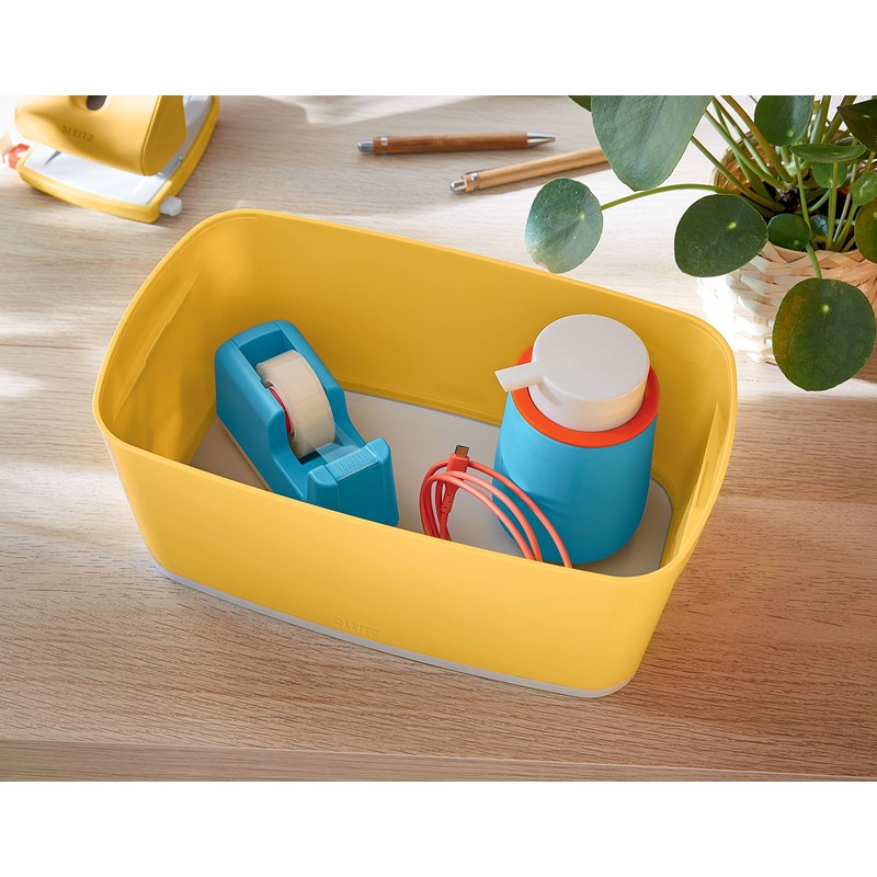 Leitz MyBox Small Storage Box with Lid, Warm Yellow, Cosy
