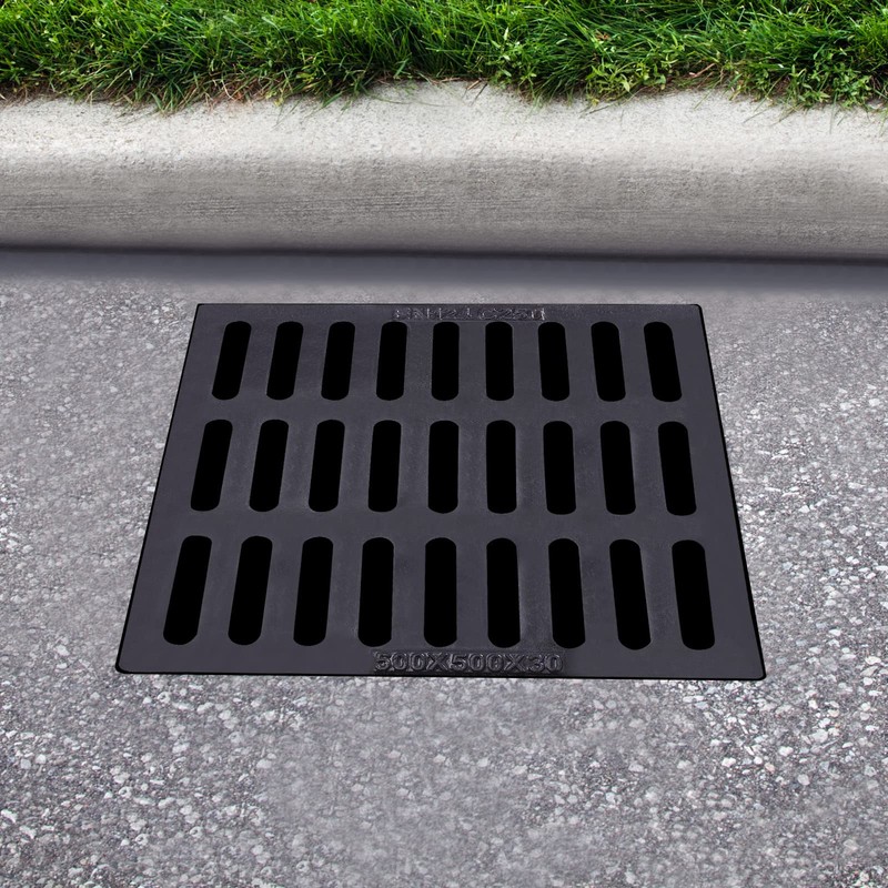 DOONARCES 19.7x19.7'' Outdoor Drain Cover Black Cast Iron Drain Grate