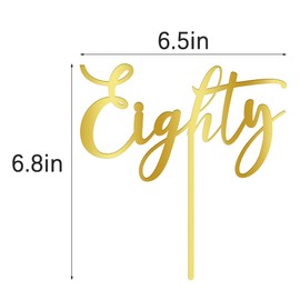 AROKIPPRY - Decoración acrílica para tartas de 80 cumpleaños, 80 unidades, decoraciones para fiestas de cumpleaños