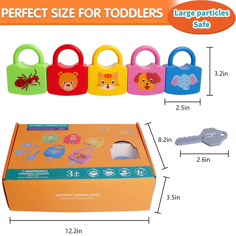 Dinhon Color Alphabet Learning Lock Toys Educational Letter Combination-with 26
