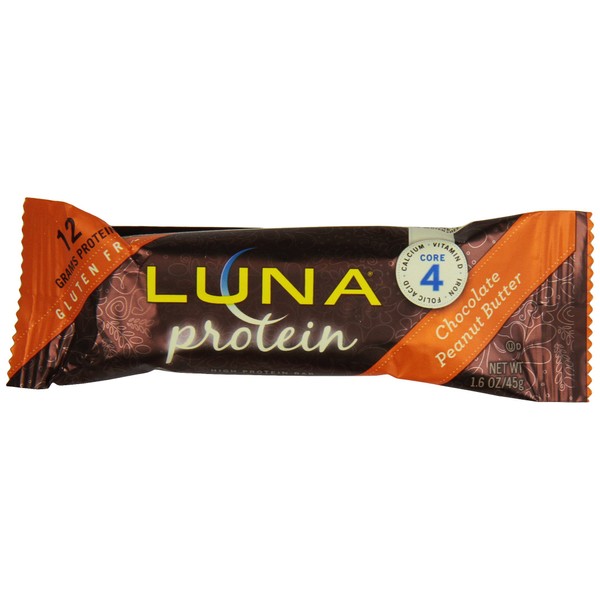 LUNA PROTEIN - Gluten Free Protein Bars - Chocolate Peanut Butter - 8g of protein - Non-GMO - Plant-Based Wholesome Snacking - On the Go Snacks (1.59 Ounce Snack Bars, 12 Count)