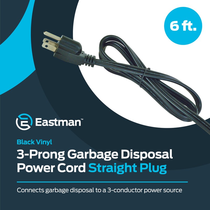 Eastman 3-Prong Dishwasher Power Cord, Straight Plug, 15 Amps, 6