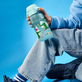 Ion8 Kids Water Bottles, BPA Free, Leakproof, Dishwasher Safe, Easy Open, Secure Lock, Small Boys & Girls Water Bottle,Kids Drinks Bottle for Spill-free Drinking, Blue, Crocodiles, 350ml/12oz