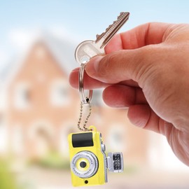 Jowxsx Mini Camera Keychain Key Ring Toy with Flashlight Sound Bag Phone Pendant,Car Keychain Accessories for Women Men (Yellow)