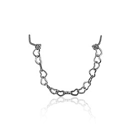 925 Sterling Silver Plated Nostril Nose Chain 3mm Nose Bone Zircon Stainless Steel Crystal Studs Love Heart Jewelry Set 1pcs Pircing Septum-4cm Crystal Heart