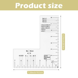 Ranjaner Tshirt Ruler Guide for Vinyl Alignment, Left Chest Logo Placement Tool, Acrylic Embroidery Placement Ruler, Shirt Measurement Tool for Heat Press, T-Shirt Alignment Tool, transparent