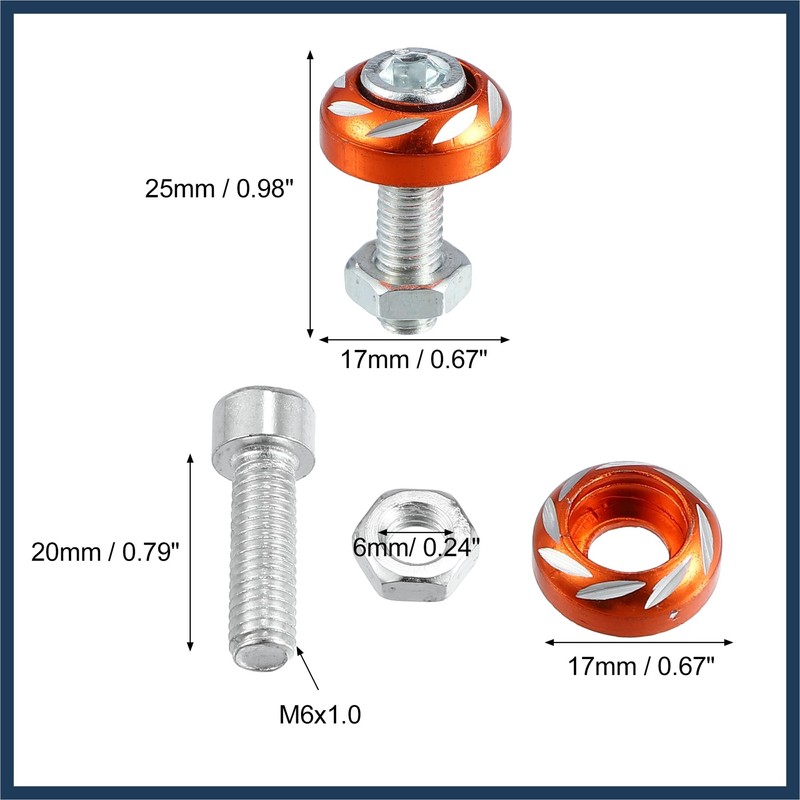INFINAUTO 20 Pcs Aluminum Alloy License Plate Bolt Screw Nuts