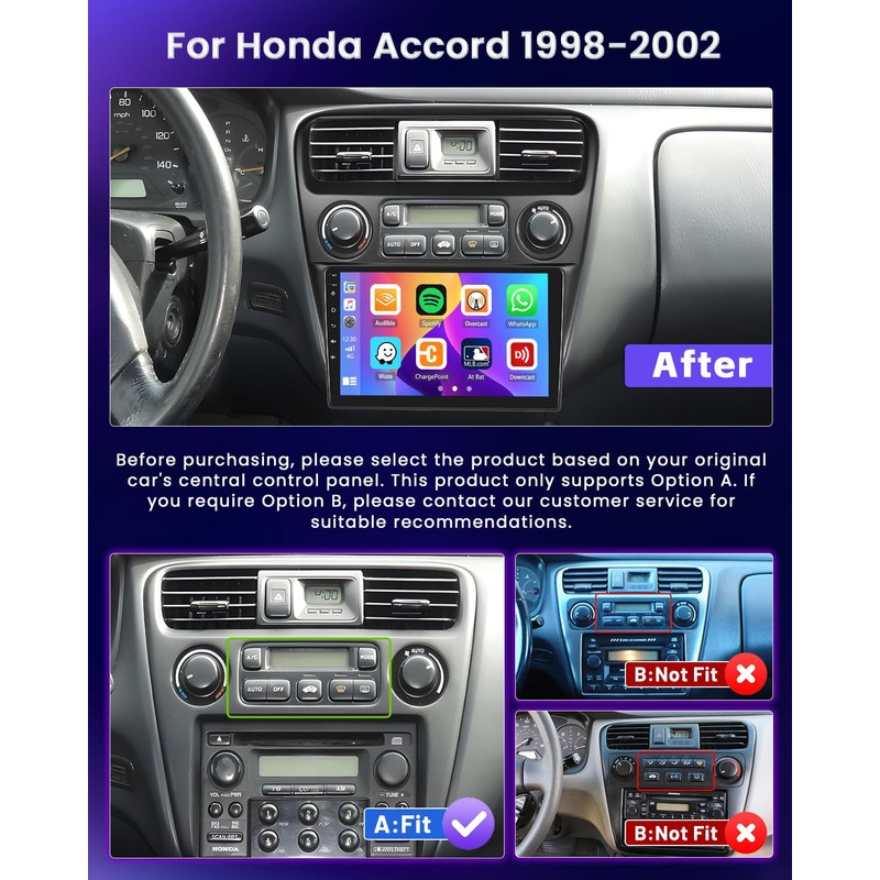 Hikity Android Car Stereo for Honda Accord 1998-2002 Radio 2+64GB